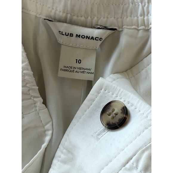 current CLUB MONACO white linen blend lightweight cropped culotte wide leg pants - Picture 11 of 12